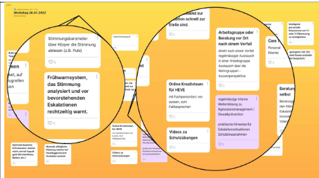 Extract from Padlet of the workshop with professionals