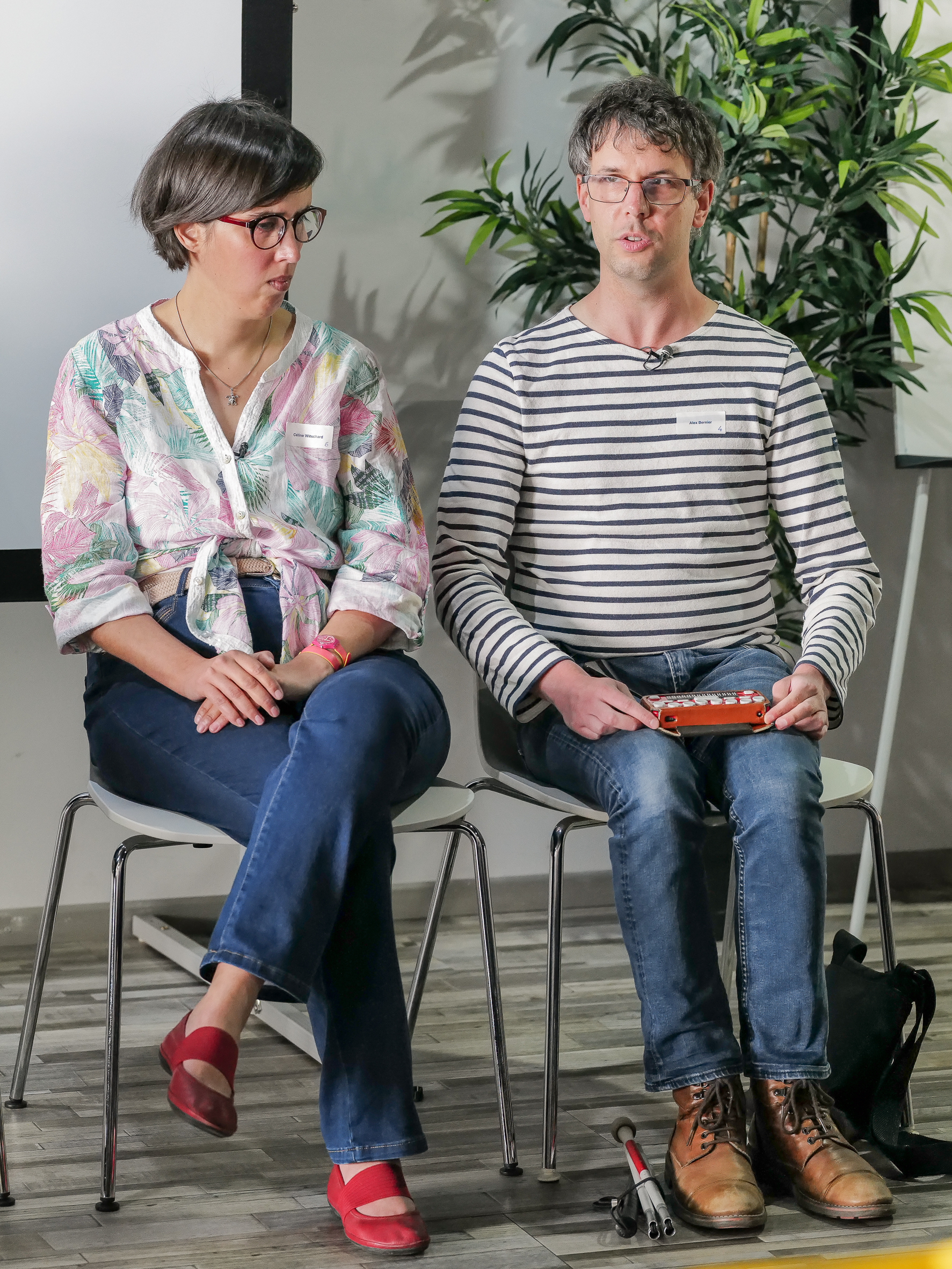 Céline Witschard and Alex Bernier at the panel discussion.